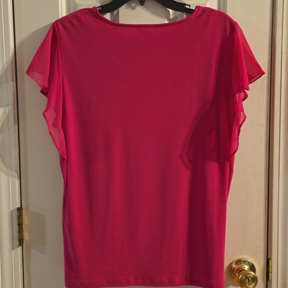 Calvin Klein Pink Ruffle Sleeve Top - Picture 4 of 12